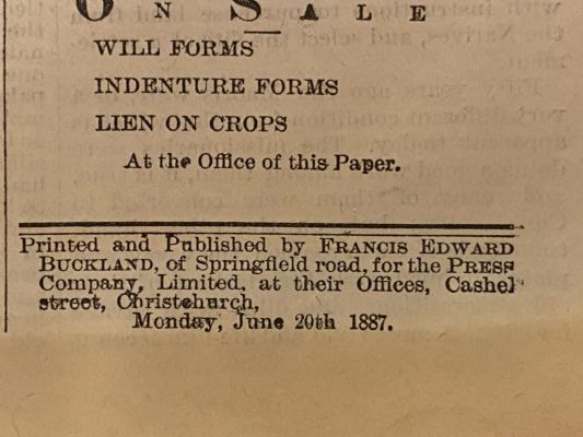 OLD NEWSPAPER: The Press, Christchurch - 20 June 1887