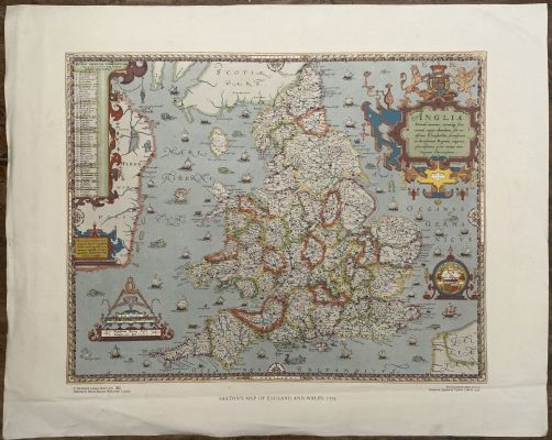 OLD MAP: Saxton's Map of England and Wales 1579
