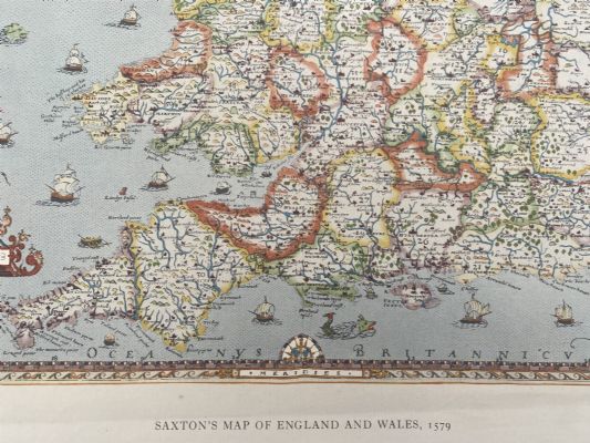 OLD MAP: Saxton's Map of England and Wales 1579