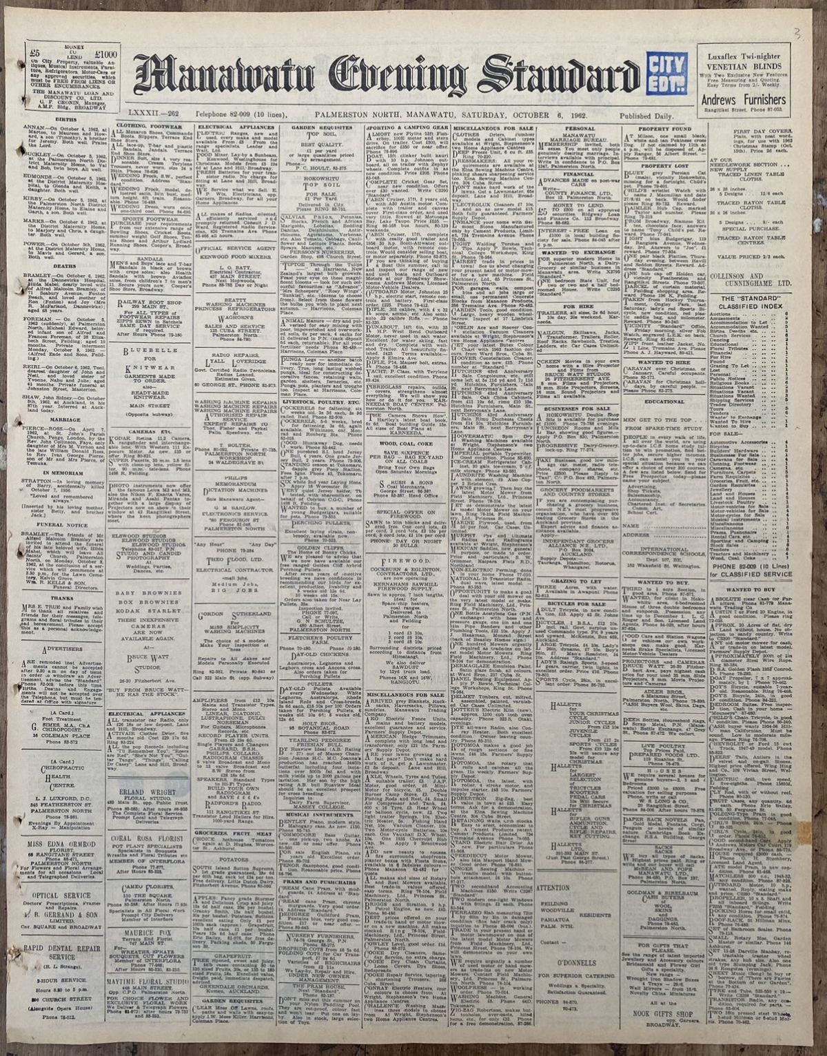 OLD NEWSPAPER: Manawatu Evening Standard - 18 October 1962