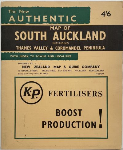 Authentic Map of SOUTH AUCKLAND Including Thames Valley & Coromandel Peninsula