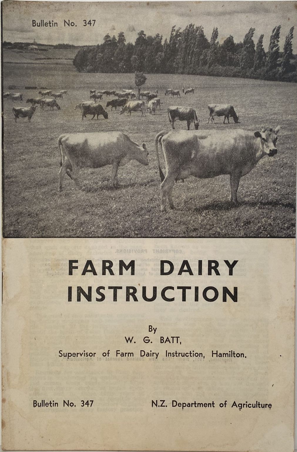 FARM DAIRY INSTRUCTION: Bulletin No. 347