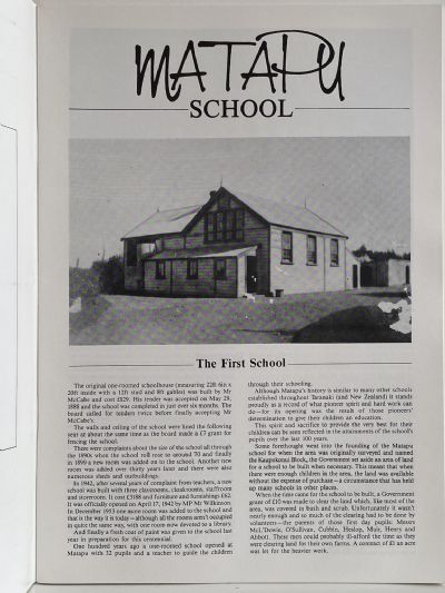 MATAPU: School and District, Centennial 1888 - 1988