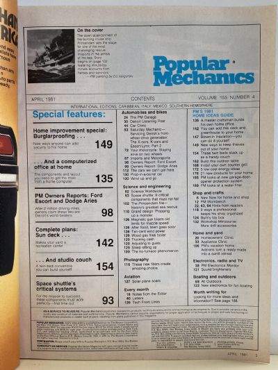 VINTAGE MAGAZINE: Popular Mechanics - Vol. 155, No. 4 - April 1981