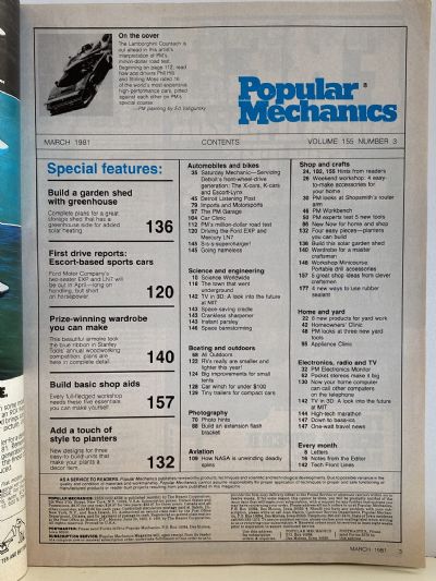 VINTAGE MAGAZINE: Popular Mechanics - Vol. 155, No. 3 - March 1981