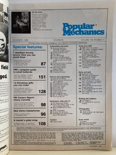 VINTAGE MAGAZINE: Popular Mechanics - Vol. 154, No. 5 - November 1980