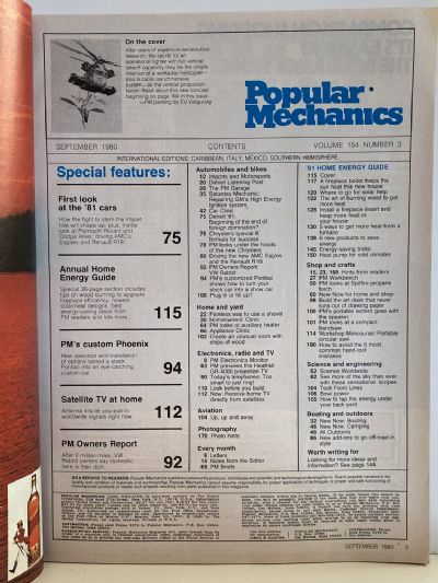 VINTAGE MAGAZINE: Popular Mechanics - Vol. 154, No. 3 - September 1980