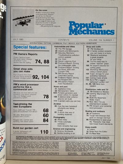 VINTAGE MAGAZINE: Popular Mechanics - Vol. 154, No. 1 - July 1980