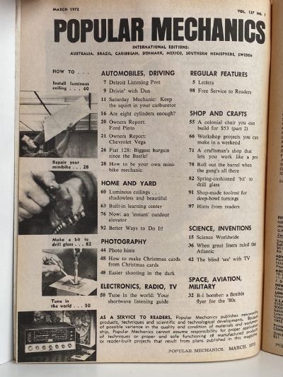 VINTAGE MAGAZINE: Popular Mechanics - Vol. 137, No. 1 - March 1972