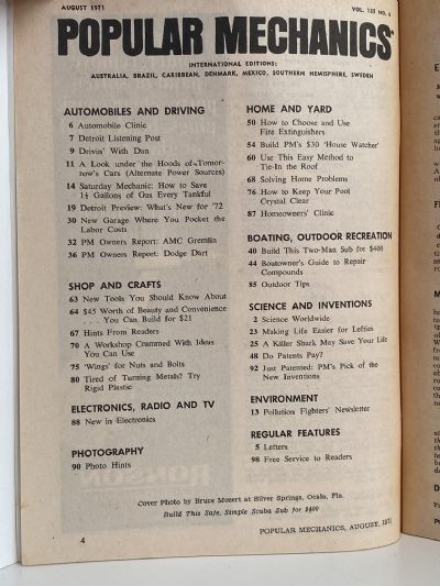 VINTAGE MAGAZINE: Popular Mechanics - Vol. 135, No. 6 - August 1971