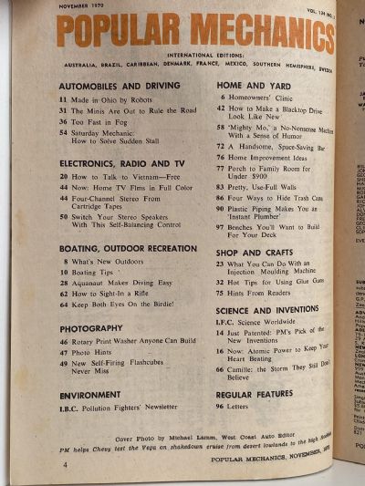 VINTAGE MAGAZINE: Popular Mechanics - Vol. 134, No. 3 - November 1970