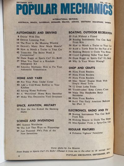 VINTAGE MAGAZINE: Popular Mechanics - Vol. 134, No. 1 - September 1970