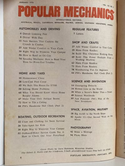 VINTAGE MAGAZINE: Popular Mechanics - Vol. 132, No. 5 - January 1970