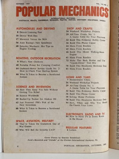 VINTAGE MAGAZINE: Popular Mechanics - Vol. 132, No. 2 - October 1969