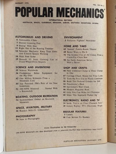 VINTAGE MAGAZINE: Popular Mechanics - Vol. 136, No. 5 - January 1972