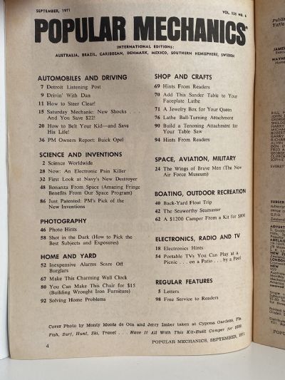 VINTAGE MAGAZINE: Popular Mechanics - Vol. 135, No. 6 - September 1971