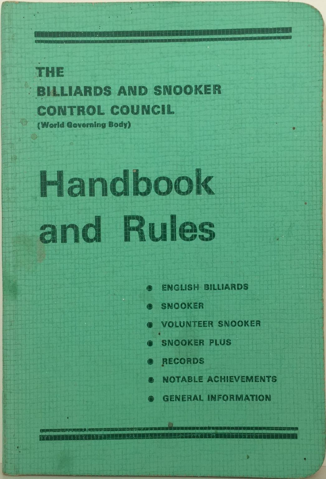 THE BILLIARDS ASSOCIATION: Handbook & Rules