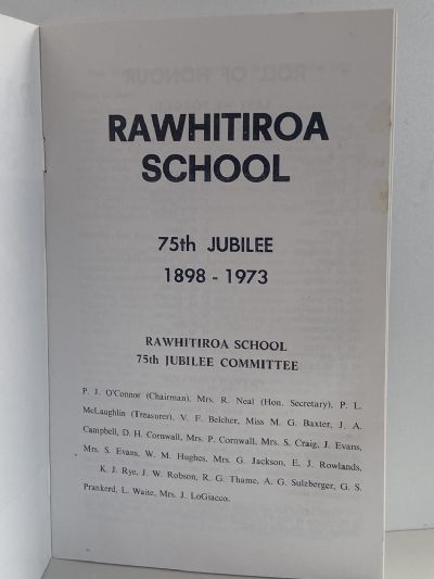 RAWHITIROA SCHOOL 75th Jubilee 1898-1973
