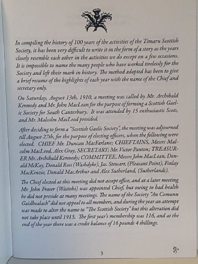 A Century of the TIMARU SCOTTISH SOCIETY 1910-2010