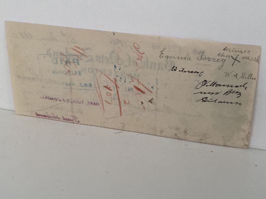 OLD BANKING MEMORABILIA: Bank cheque issued by BNZ Bank, Masterton 1924