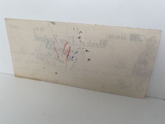 OLD BANKING MEMORABILIA: Bank cheque issued by BNZ Bank, Dunedin 1914