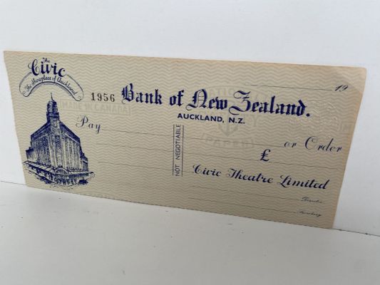 OLD BANKING MEMORABILIA: Blank bank cheque issued by BNZ Bank, Auckland