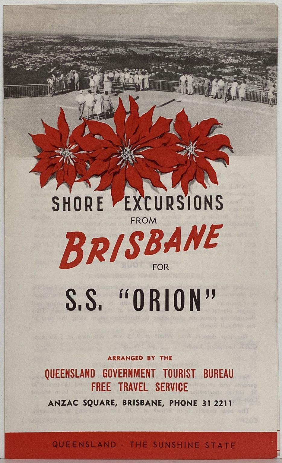 MARITIME MEMORABILIA: Shore excursions from Brisbane for S.S Orion 1940s