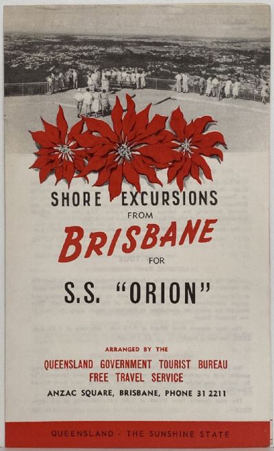 MARITIME MEMORABILIA: Shore excursions from Brisbane for S.S Orion 1940s 