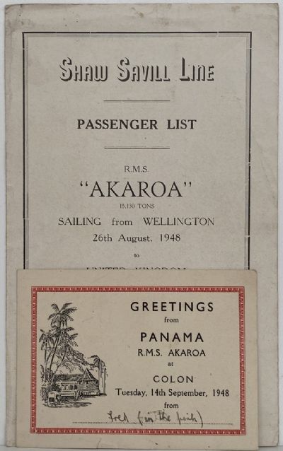 MARITIME MEMORABILIA: Shaw Savill Line - Passengers List R.M.S. Akaroa 1948 