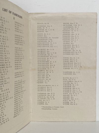 MARITIME MEMORABILIA: Shaw Savill Line - Passengers List R.M.S. Akaroa 1948
