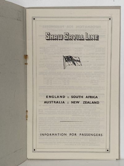 MARITIME MEMORABILIA: Shaw Savill line - Information for Passengers 1940s