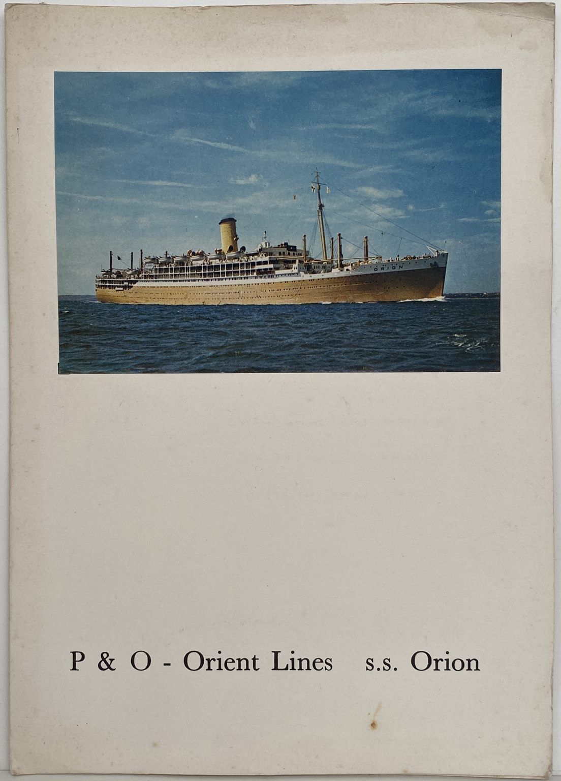 MARITIME MEMORABILIA: P&O Orient Lines - S.S. Orion - Dinner Menu 13th May 1962