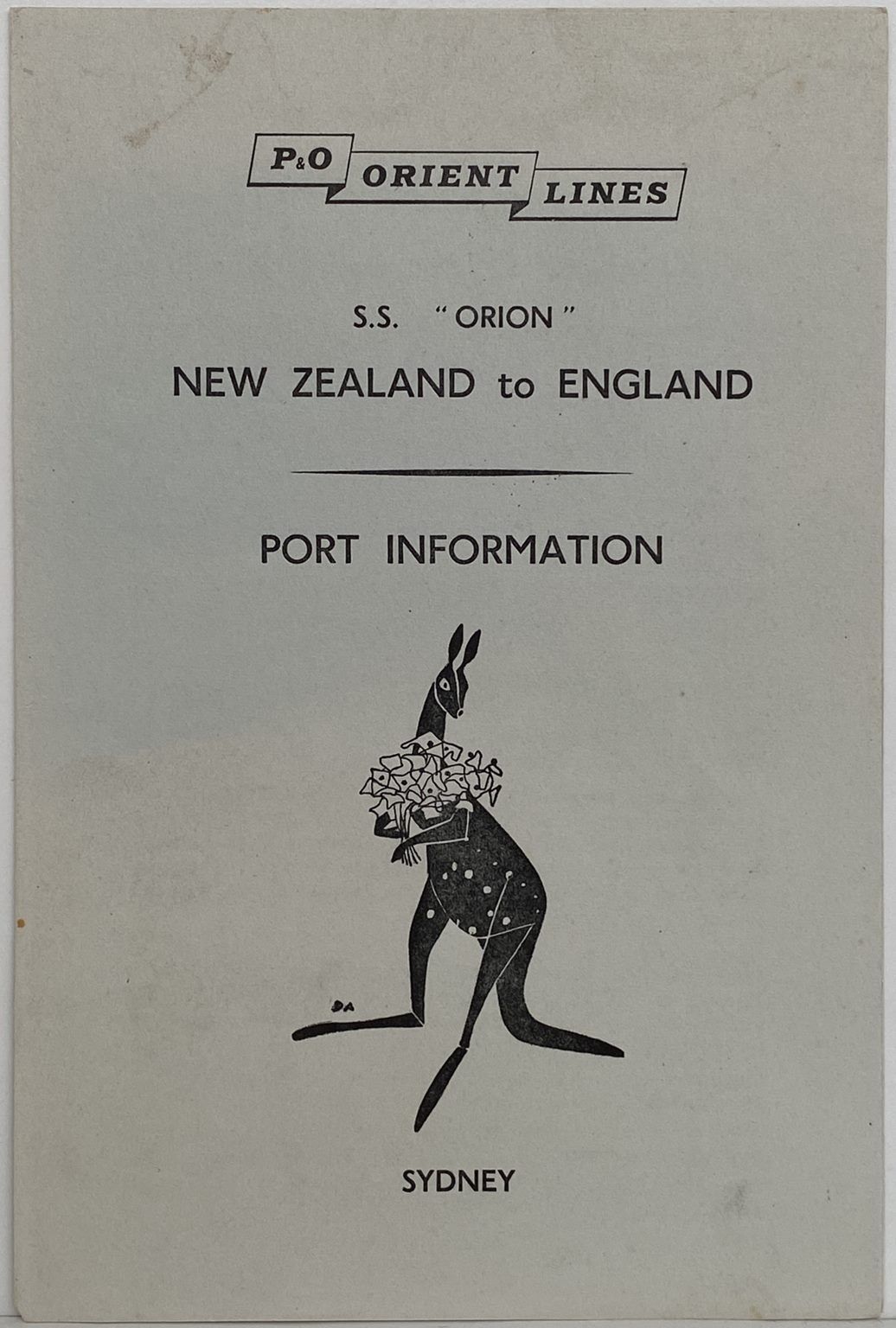 MARITIME MEMORABILIA: P&O Orient Lines - Port Information for Sydney 1962
