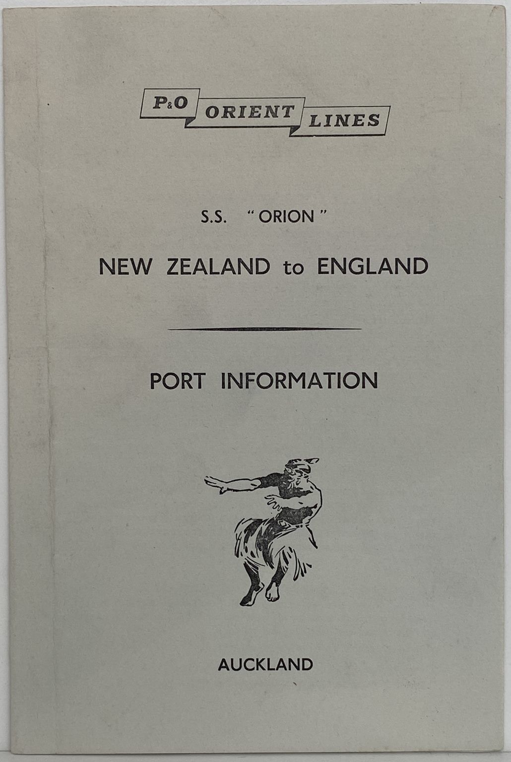MARITIME MEMORABILIA: P&O Orient Lines - Port Information for Auckland 1962