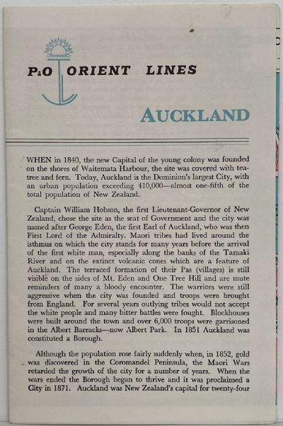 MARITIME MEMORABILIA: P&O Orient Lines - city excursion information 1960s 