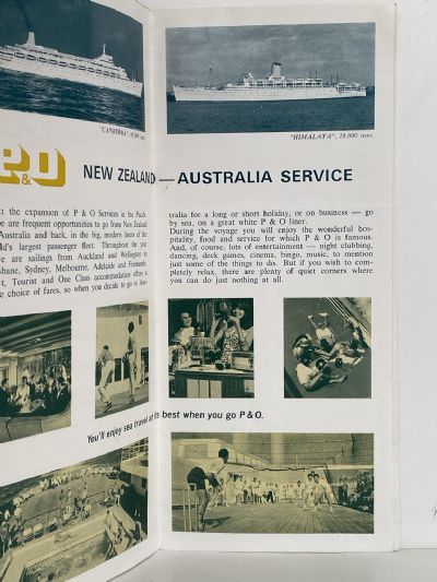 MARITIME MEMORABILIA: P&O Line - Trans Tasman Information Flyer 1967