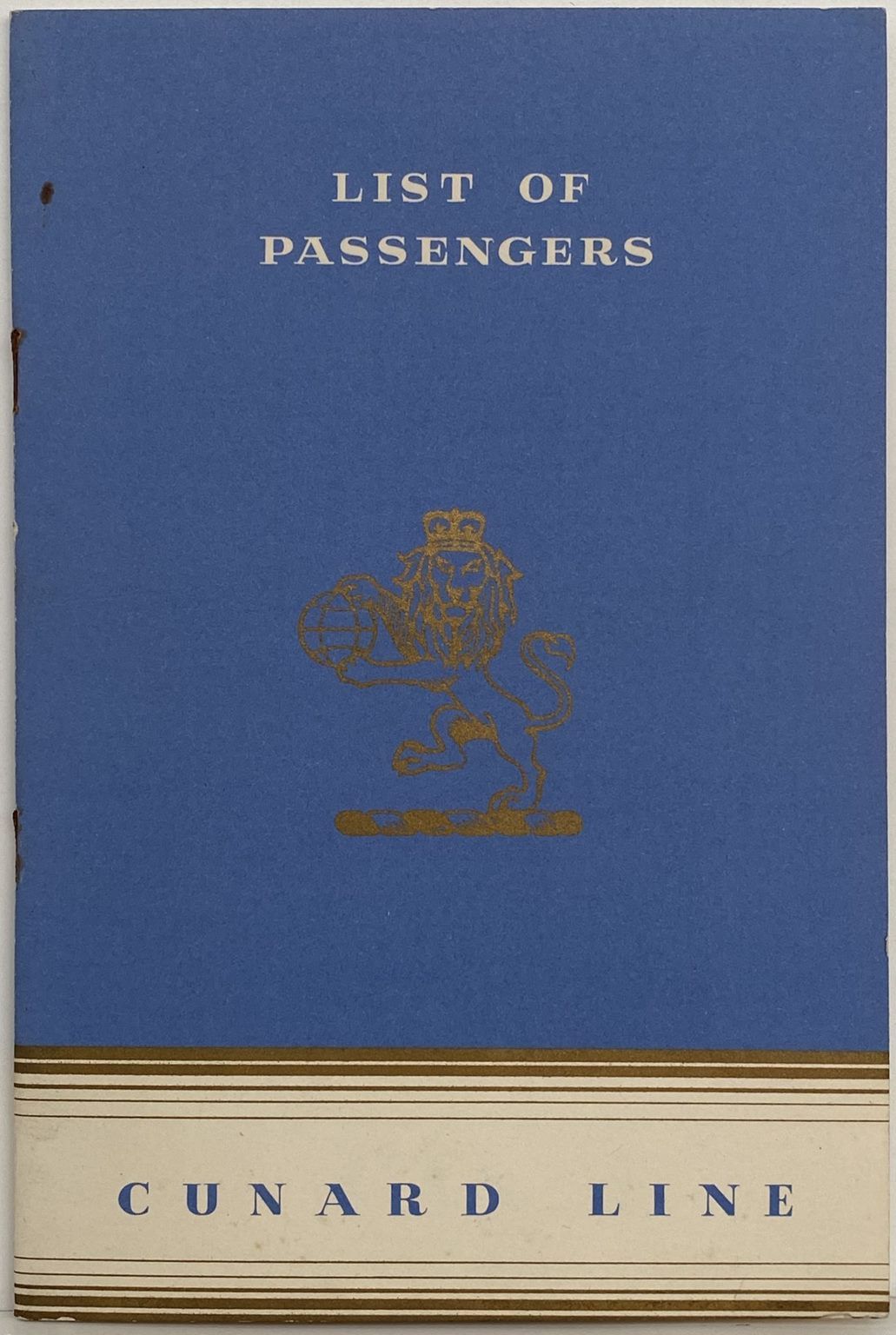 MARITIME MEMORABILIA: Cunard Line - List of Passengers R.M.S Queen Mary 1952