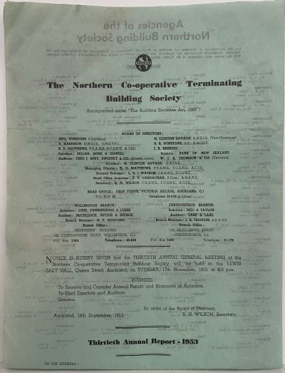 ANNUAL REPORT: The Northern Co-operative Terminating Building Society 1953 
