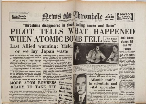 OLD WARTIME NEWSPAPER: News Chronicle, Wednesday 8th August 1945