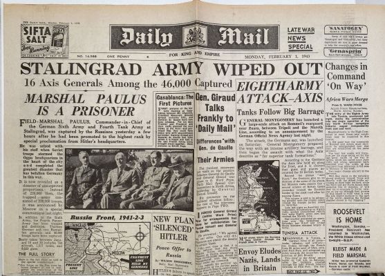 OLD WARTIME NEWSPAPER: Daily Mail, Monday 1st February 1943
