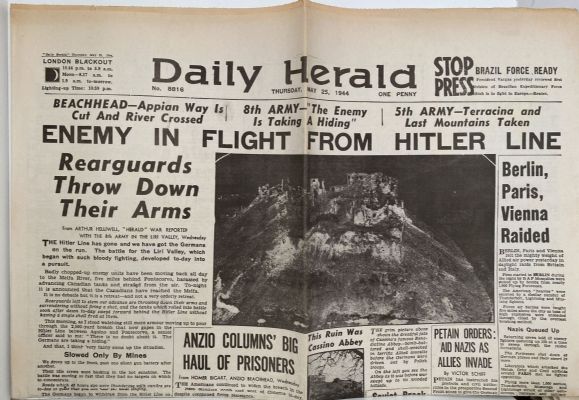 OLD WARTIME NEWSPAPER: Daily Herald, Thursday 25th May 1944