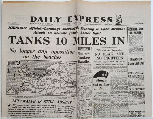 OLD WARTIME NEWSPAPER: Daily Express, Wednesday 7th June 1944