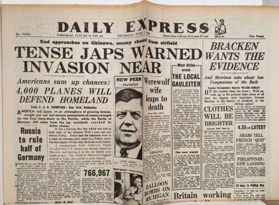 OLD WARTIME NEWSPAPER: Daily Express, Thursday 7th June 1945