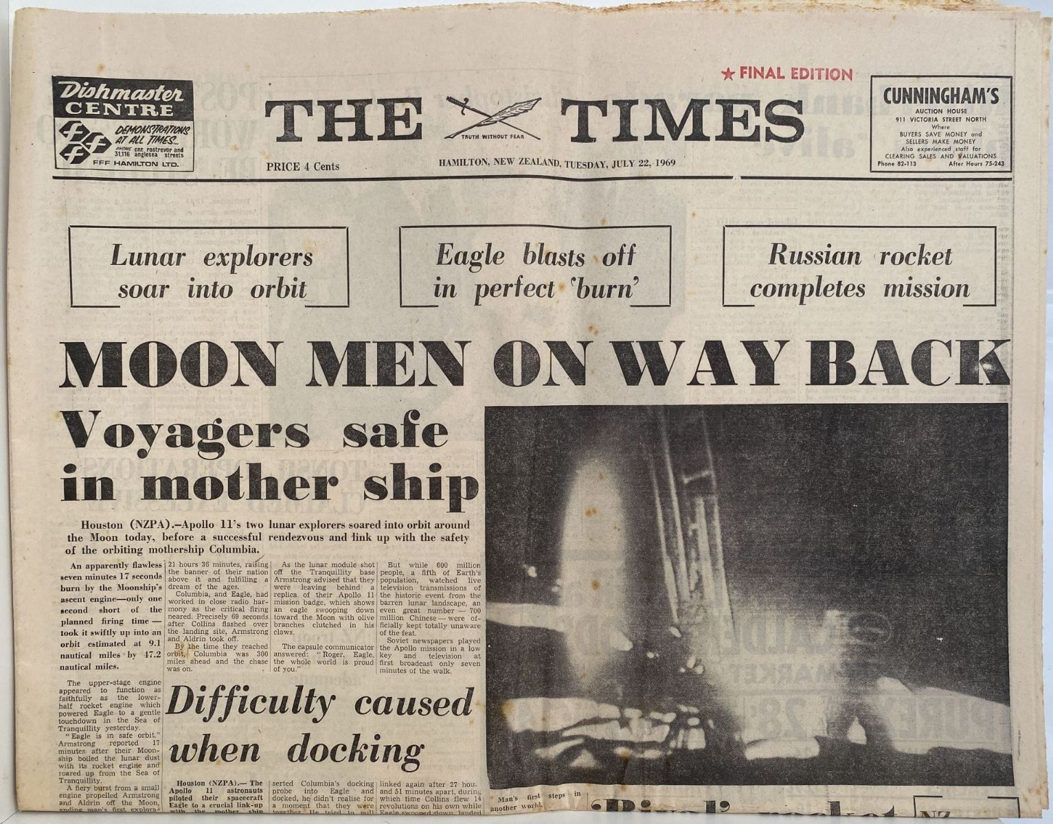 OLD NEWSPAPER: The Waikato Times, 22 July 1969 - Moon Landing Special