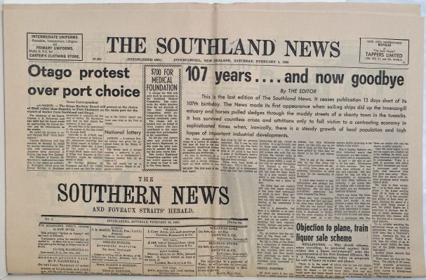 OLD NEWSPAPER: The Southland News, 3 February 1968 - The very last edition