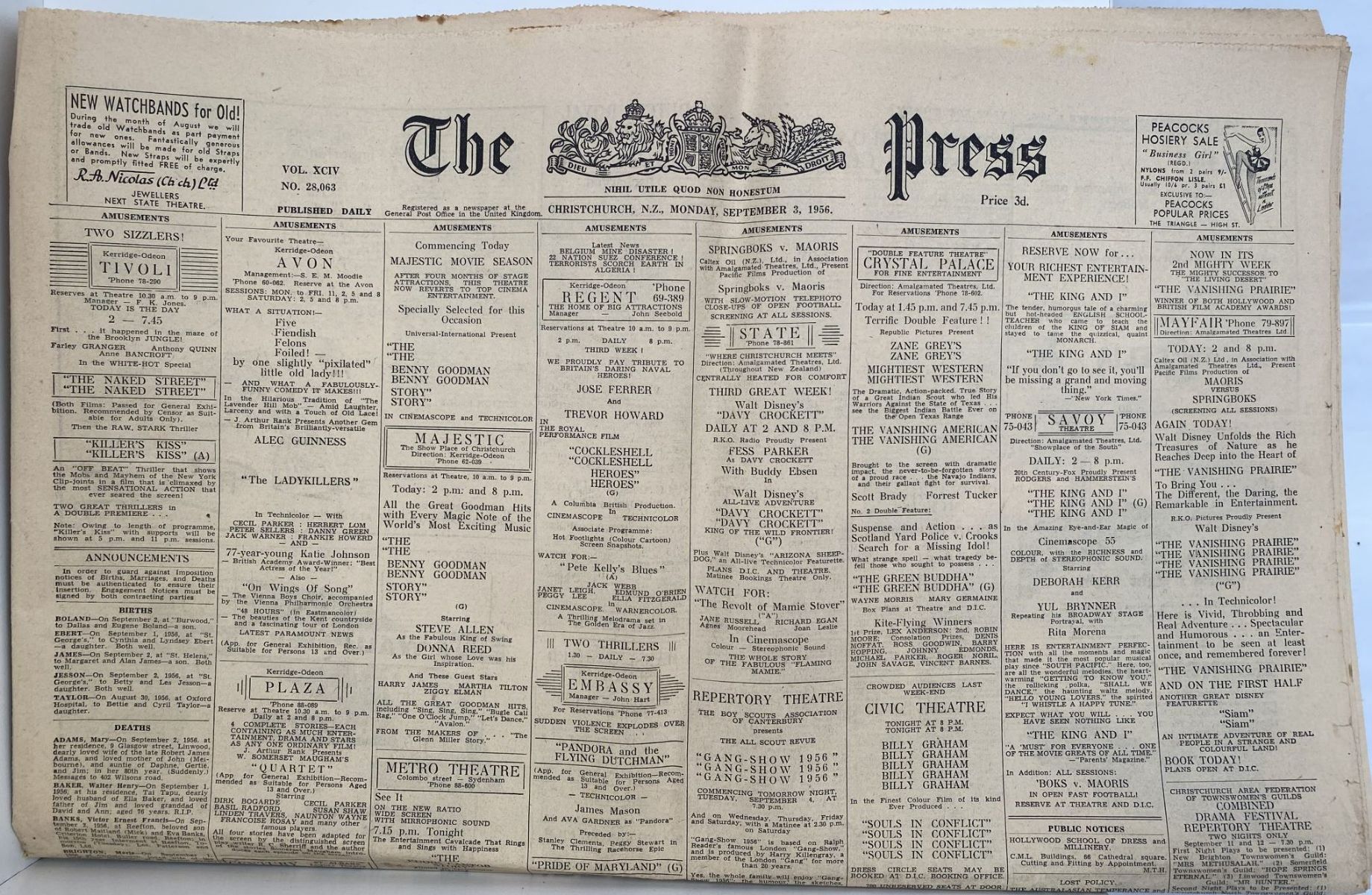OLD NEWSPAPER: The Press, Christchurch - 3 September 1956
