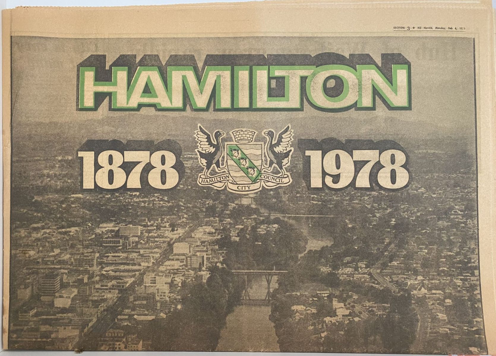OLD NEWSPAPER: New Zealand Herald Supplement 1978 - HAMILTON 100th Anniversary