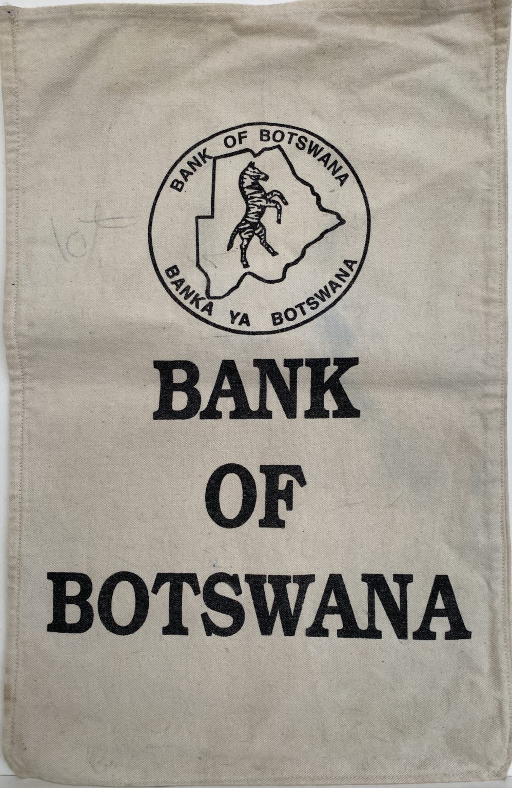 OLD BANKING MEMORABILIA: Cloth cash bag - Bank of Botswana
