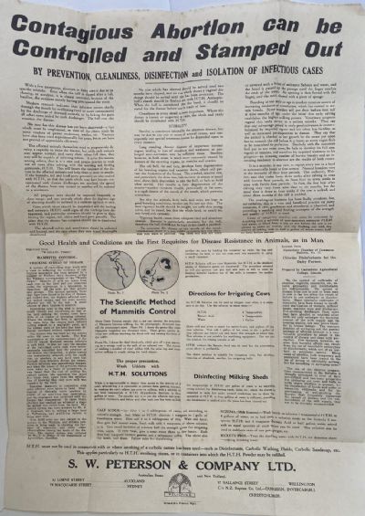 OLD ADVERTISING: S.W. Peterson & Co. Ltd - Abortion control for animals 