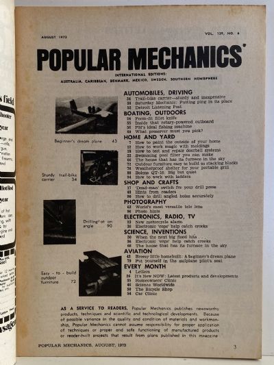 VINTAGE MAGAZINE: Popular Mechanics - Vol. 139, No. 6 - August 1973